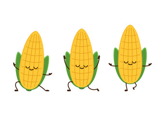 Corn vector. Corn character design. Corn on white background. Corn kernel vector.