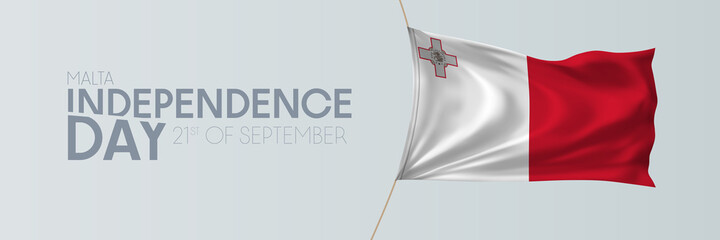 Malta independence day vector banner, greeting card.