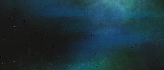 暗い星空のイラスト背景）緑の星雲　バナー　夜　グラデーション　綺麗　繊細　光　宇宙　ダーク