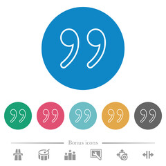 Quotation mark outline flat round icons
