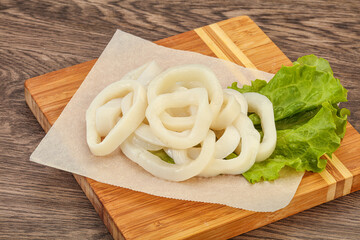 Raw squid rings for cooking