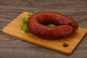 Krakowska sausage over the board