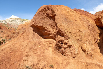 rocks from red sandstone in mountain Altai