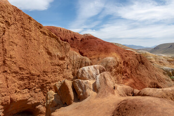 Fototapeta premium rocks from red sandstone in mountain Altai