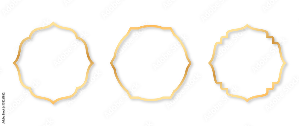 Poster set of three elegant frames. abstract gold frame isolated on white background. vector