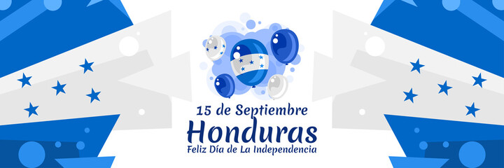 Translation: September 15, Honduras, Happy Independence day. Happy Independence Day of Honduras vector illustration. Suitable for greeting card, poster and banner.
