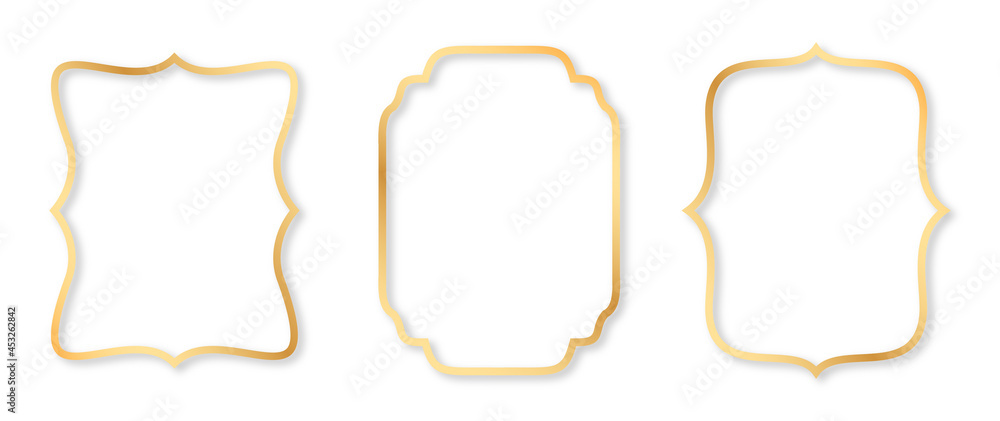 Poster set of three elegant frames with space. abstract gold frame isolated on white background. vector