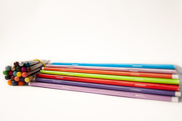 pencils on white background