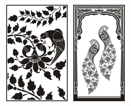 peacock motif designs, textile , Rajasthan, royal India	