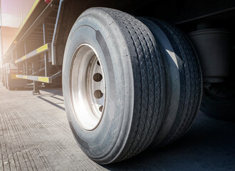 Truck Wheels Tires. Industry Road Freight Truck Transportation.	