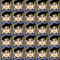 seamless pattern of cute man cartoon