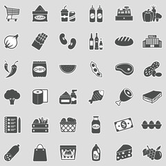 Grocery List Icons. Sticker Design. Vector Illustration.