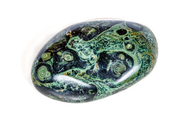 Macro mineral stone jasper kambaba on a white background