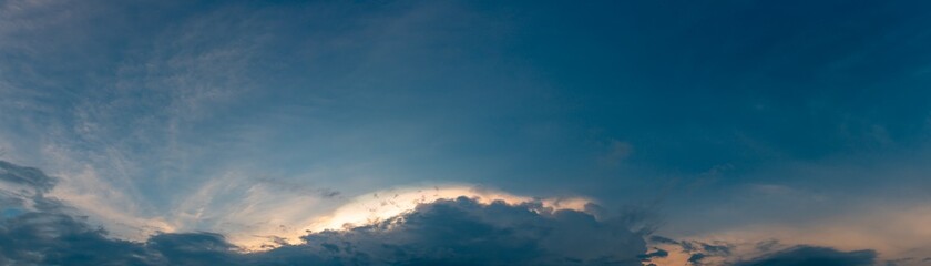 The sky at sunset. panoramic sky