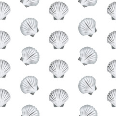 Seamless pattern of seashells. For fabric, sketchbook, wallpaper, wrapping paper.