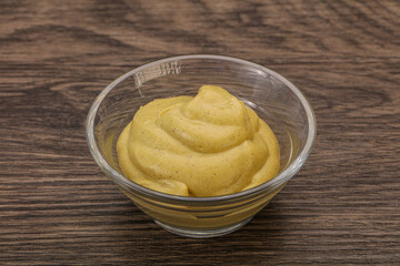 Dijon mustard sauce in the bowl