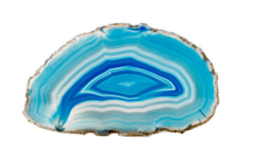 Macro mineral stone Blue Agate breed a white background