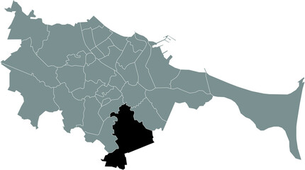 Black location map of the gdański Orunia-Św. Wojciech-Lipce district inside the Polish regional capital city of Gdansk, Poland