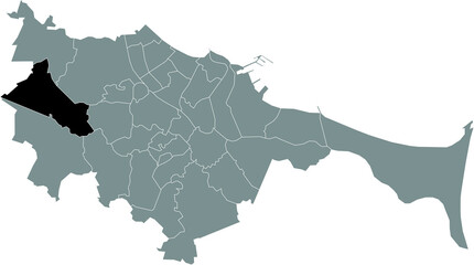 Black location map of the gdański Matarnia district inside the Polish regional capital city of Gdansk, Poland