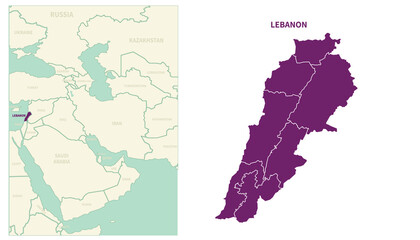 Lebanon map. map of Lebanon and neighboring countries.