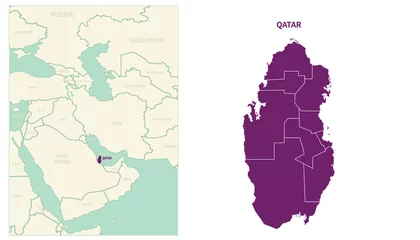 Fotobehang qatar map. map of qatar and neighboring countries. © Tuna salmon
