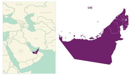 UAE map. map of UAE and neighboring countries.