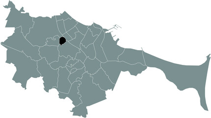 Black location map of the gdański Strzyża district inside the Polish regional capital city of Gdansk, Poland