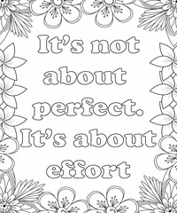 Motivational Quotes Coloring pages. Coloring page for adults and kids. Vector Illustration.