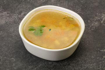 Tasty chicken soup with carrot