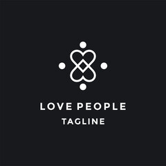 Abstract people and heart shape icon. Vector logo template.