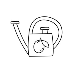 Watering can sketch. Doodle black line vector illustration. Editable path