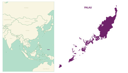 Palau map. map of Palau and neighboring countries.