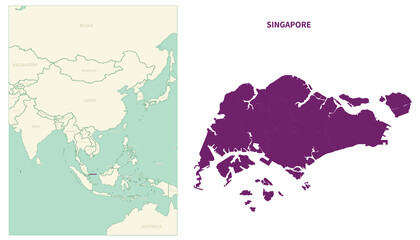 Singapore map. map of Singapore and neighboring countries.
