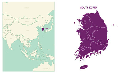 South korea map. map of South korea and neighboring countries.