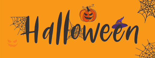 Halloween hand lettering text banner vector.