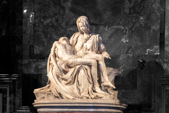 famous pieta from Michelangelo Inside the St Peter's basilica in the city of Vatican, Rome, Italy