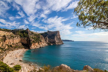 Cala del Moraig beach in Benitachell, mediterranean coast landscape located in the Valencia...