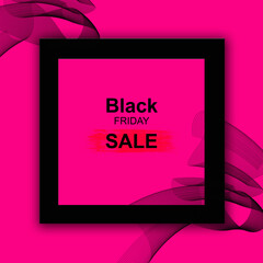 Black friday sale backgroung in black and pink colours with lace, the glam style. Fashion