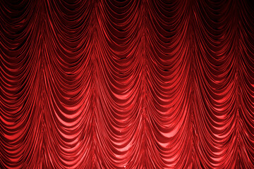 Stage classic burgundy curtains. Theatrical background.