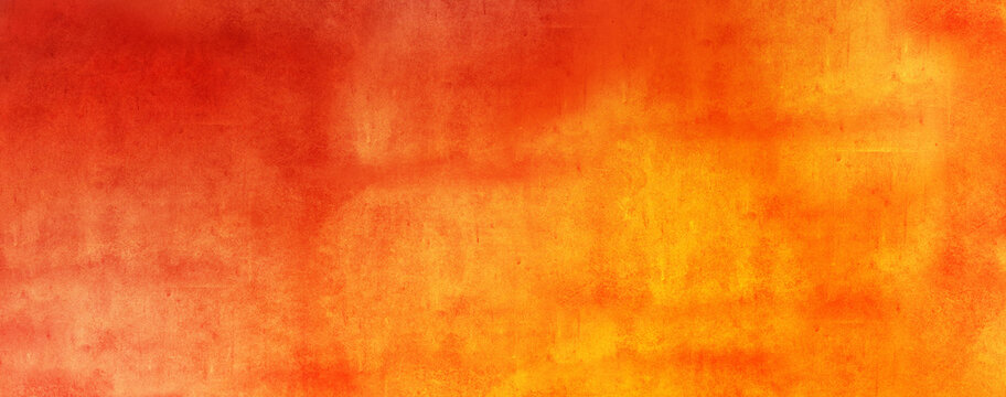 Horizontal yellow orange grunge texture cement or concrete wall banner, blank background wallpaper