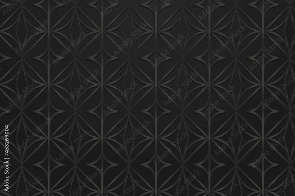 Poster seamless black round geometric patterned background design resource vector