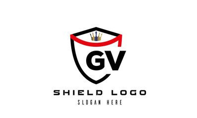 GV king shield latter logo vector