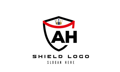 AH king shield latter logo vector