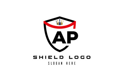 AP king shield latter logo vector