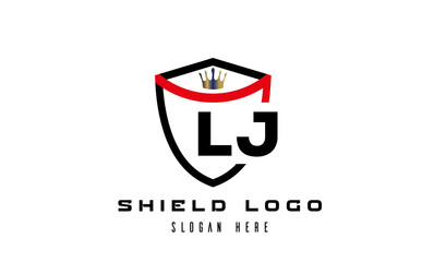 LJ king shield latter logo vector