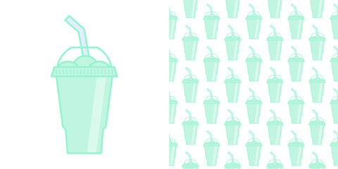 Vector slush drink isolated icon. Cartoon ice cup (Frozen Drink). Emoji clipart drawing of tropical smoothie shake.