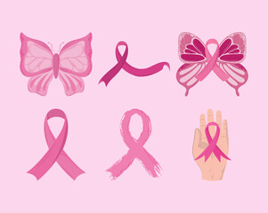 breast cancer icons pack