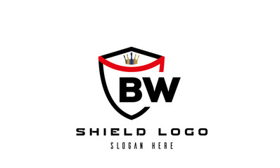 BW king shield latter logo vector