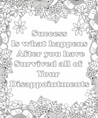 Motivational Quotes Coloring pages. Coloring page for adults and kids. Vector Illustration.