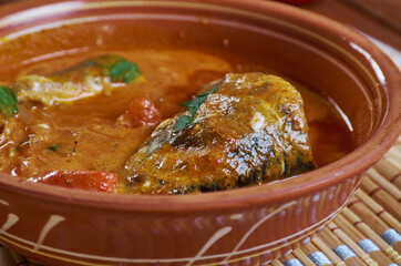 Peanut butter soup and fried mackerel